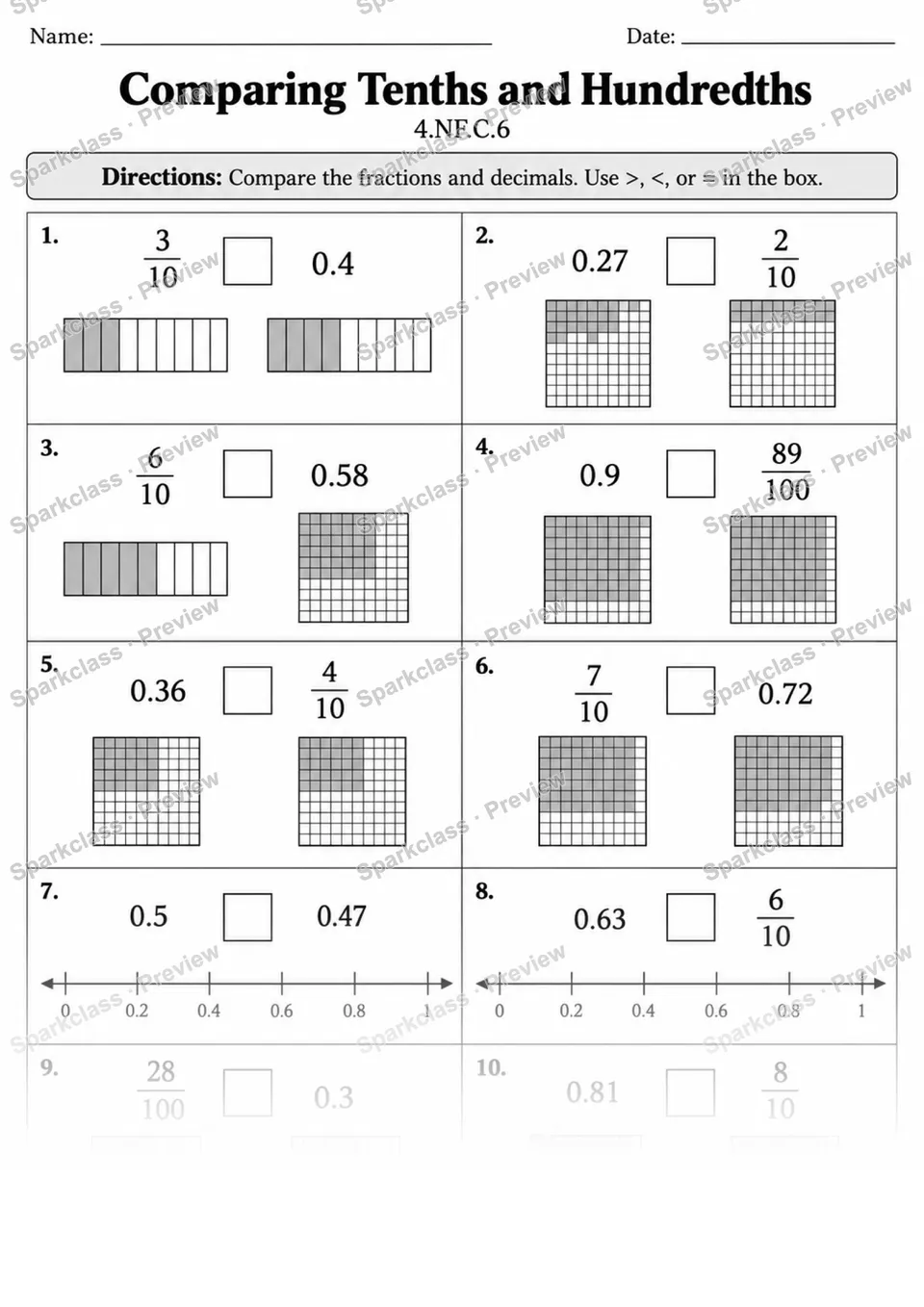 4.NF.C.6 · 6 Decimal Fractions Variant 03 Lowcoverage — page 1