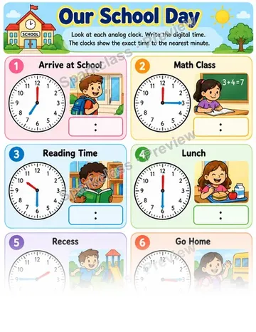Tell Nearest Minute 02 — Grade 3 worksheet preview