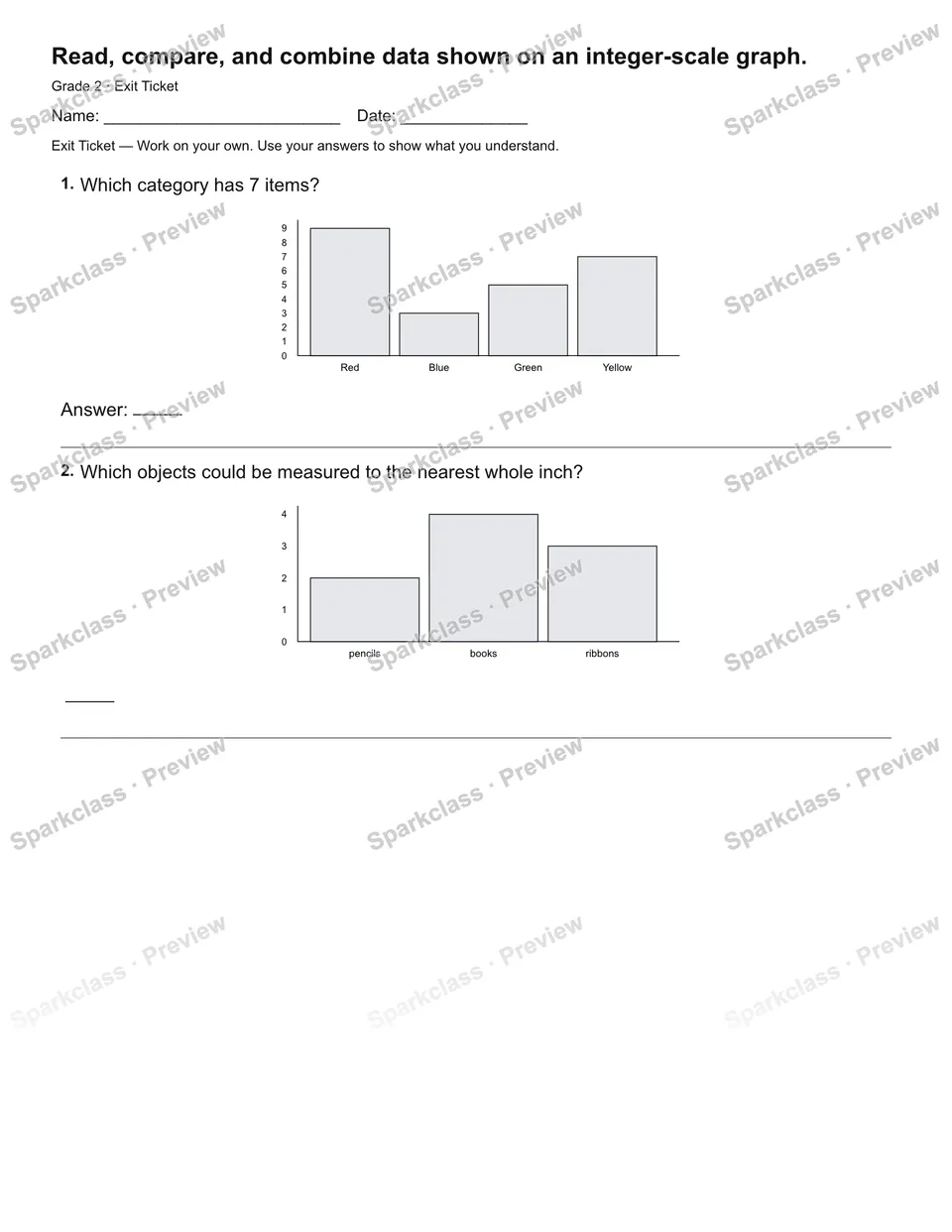 Read, compare, and combine data shown on an integer-scale graph. — Exit Ticket — page 2