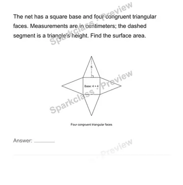 Use triangle-and-rectangle nets for surface area — Grade 6 problem preview