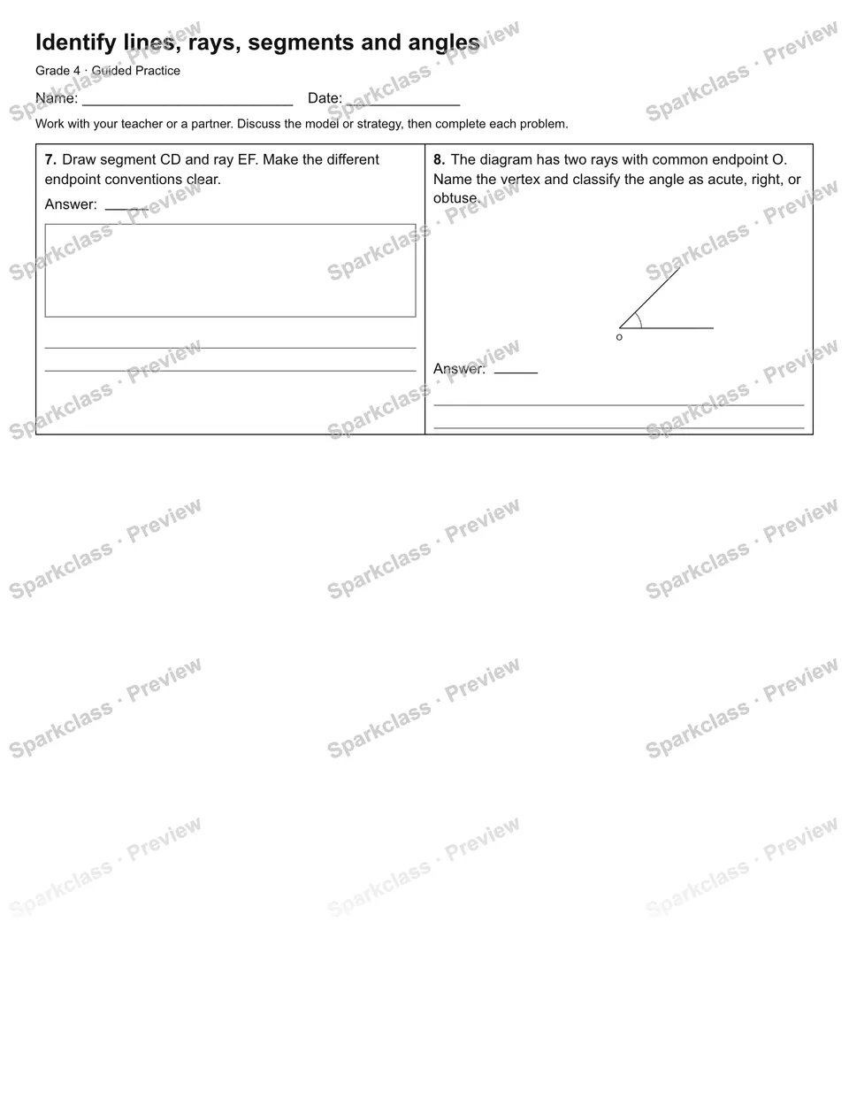 Identify lines, rays, segments and angles — Guided Practice — page 2
