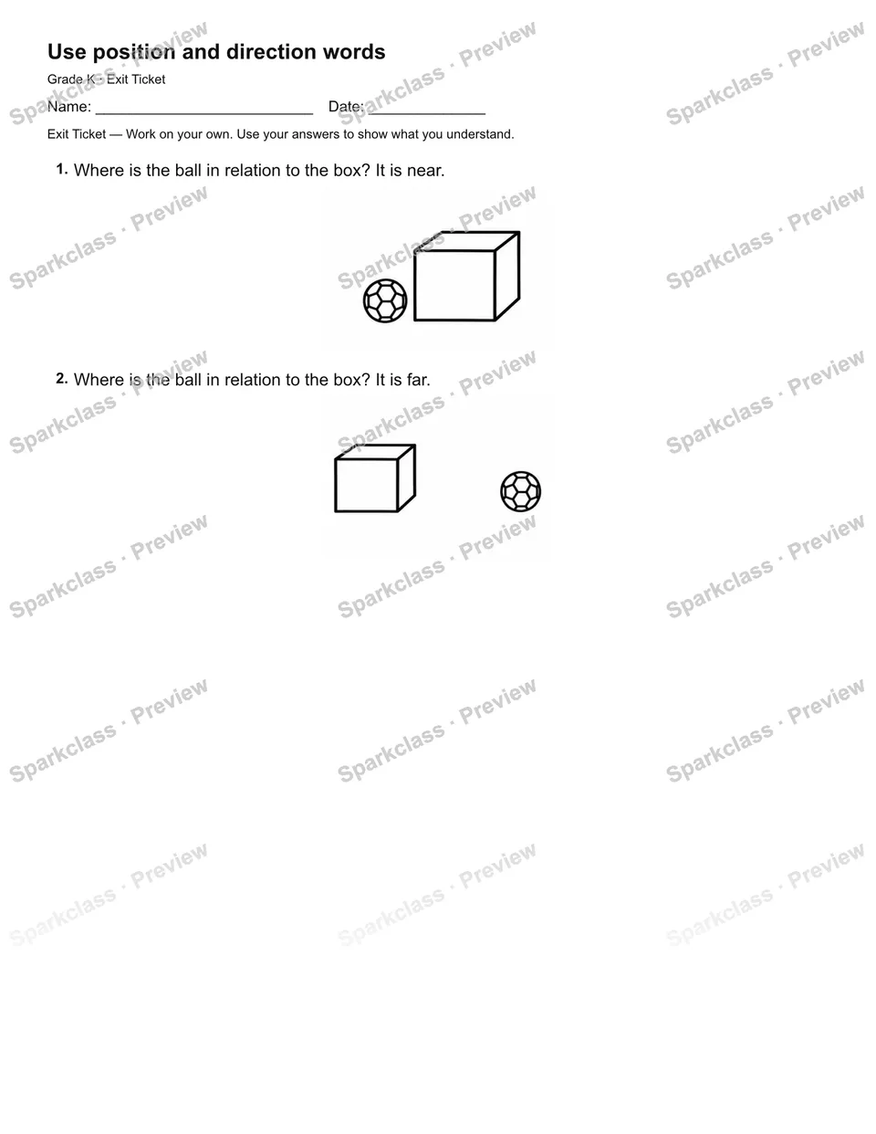 Use position and direction words — Exit Ticket — page 2