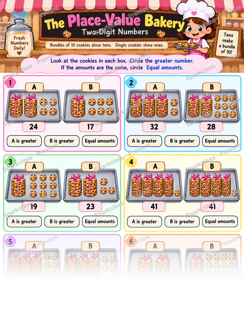 Place Value Bakery Comparison — page 1