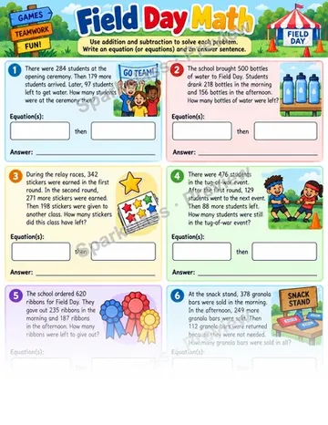 School Event Operations — Grade 3 worksheet preview