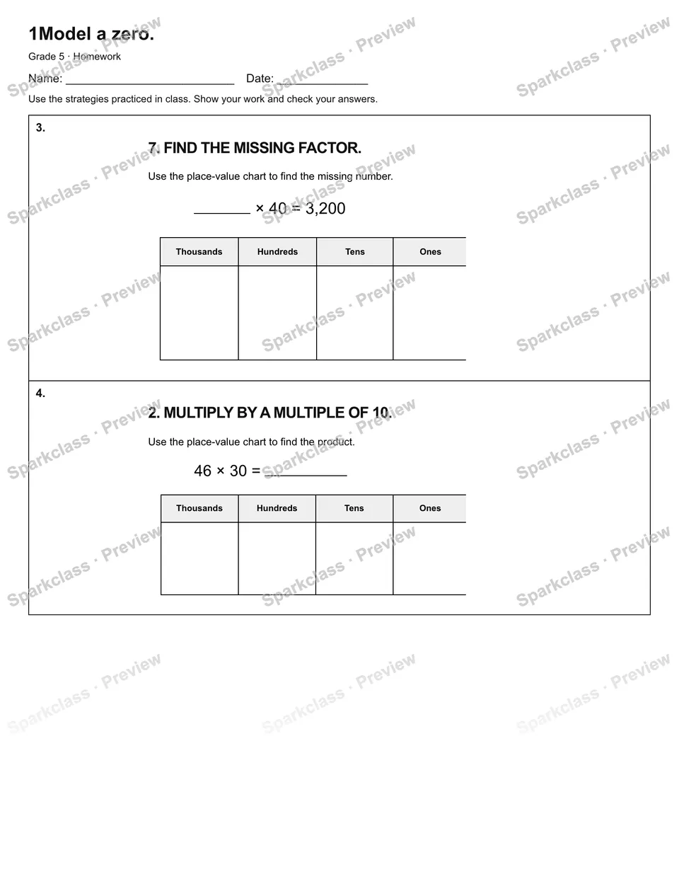 1Model a zero. — Homework — page 2