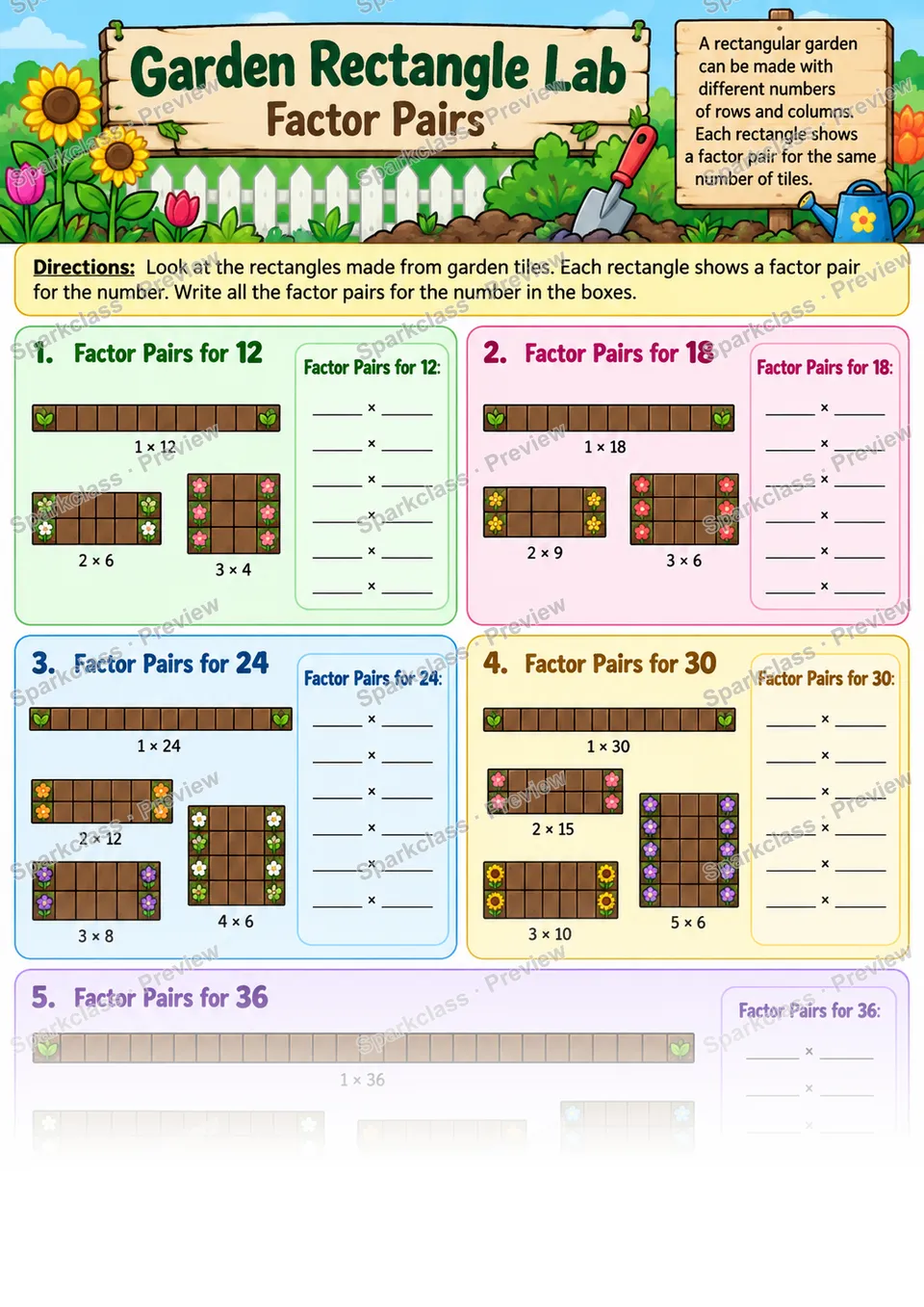 Factor Pairs — page 1