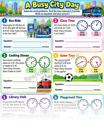 Elapsed Time Word Problems 01 — Grade 3 worksheet preview
