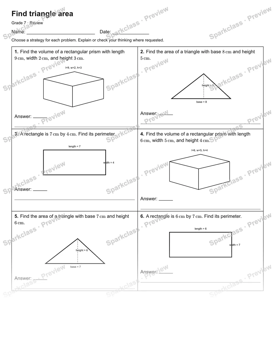 Find triangle area — Review — page 1