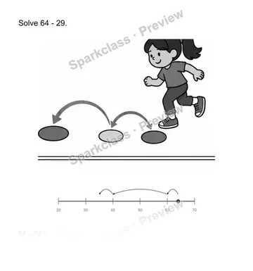 Subtract with compensation — Grade 2 problem preview