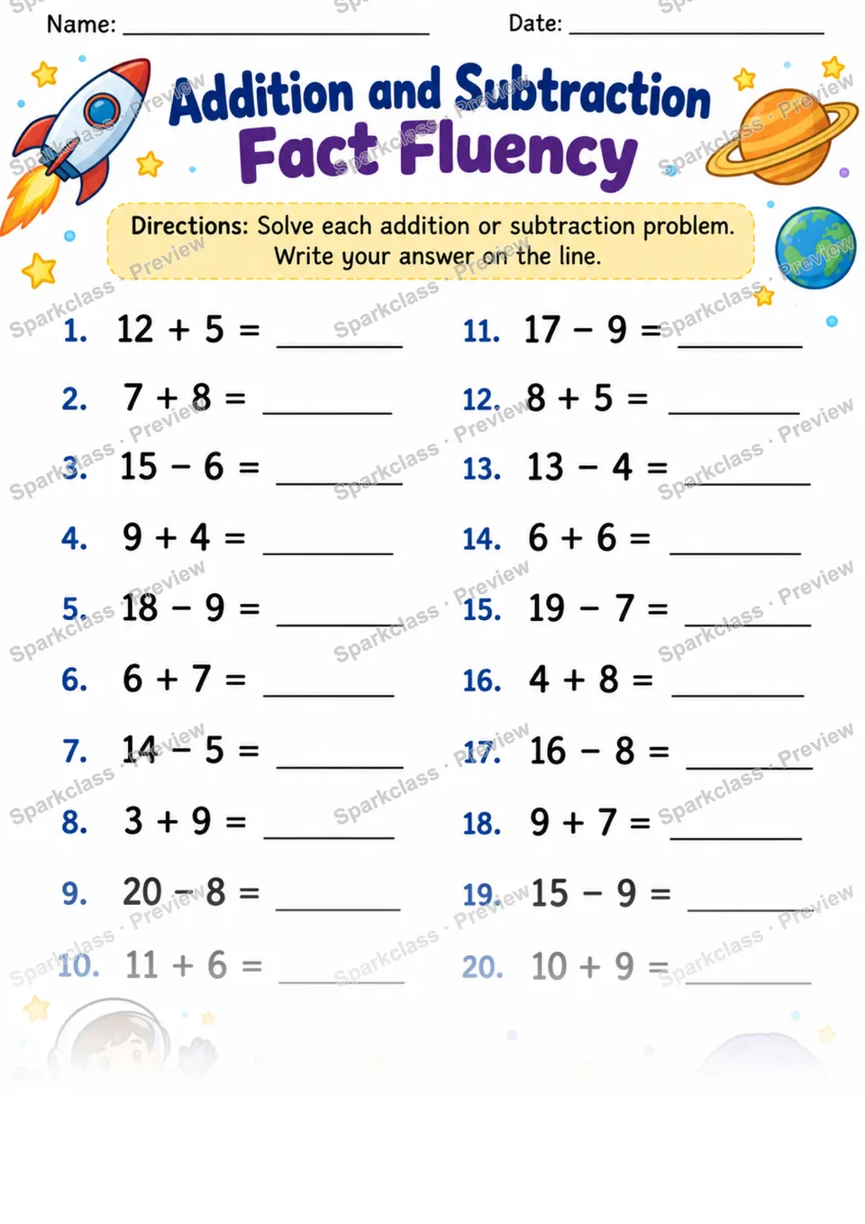 2.OA.B.2 · Fact Fluency — page 1