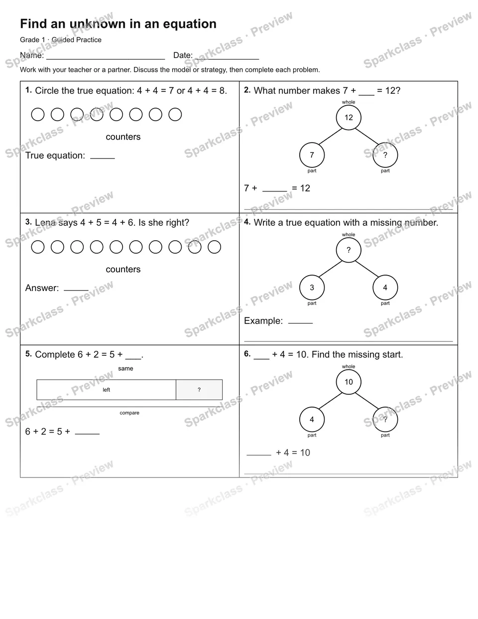 Find an unknown in an equation — Guided Practice — page 1