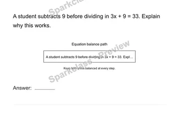 Explain an algebra error — Grade 8 problem preview