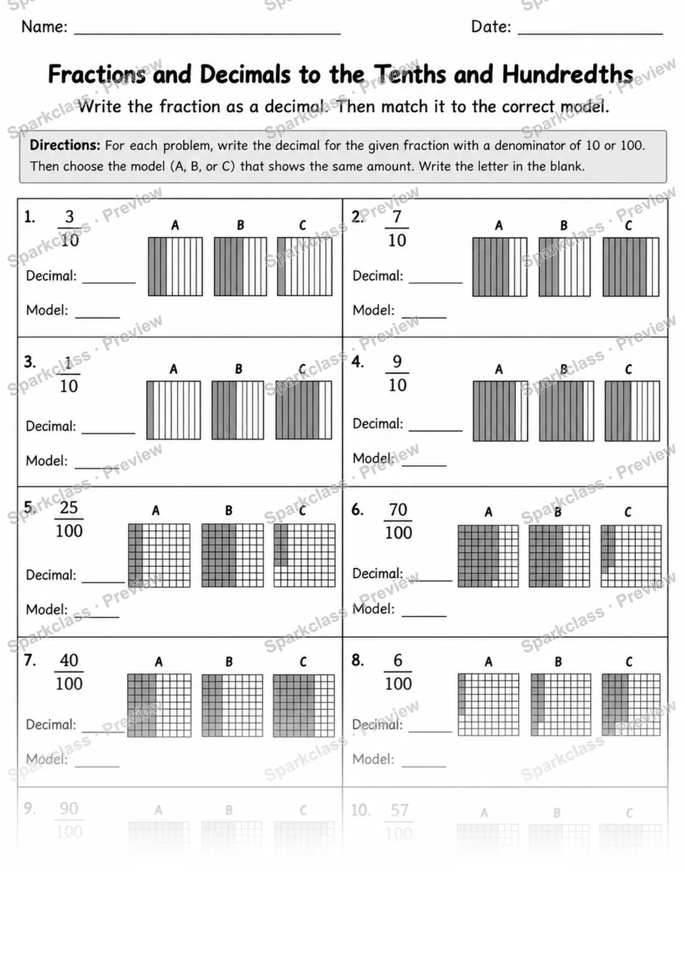 4.NF.C.6 · 6 Decimal Fractions Variant 02 Lowcoverage — page 1