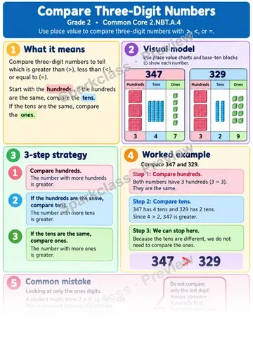 Knowledge Guide · Compare Three-Digit Numbers — Grade 2 worksheet preview