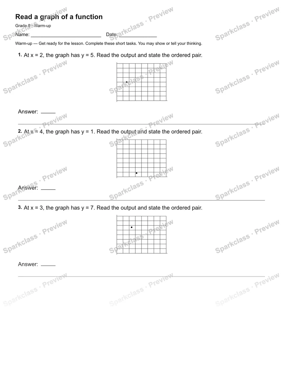 Read a graph of a function — Warm-up — page 2