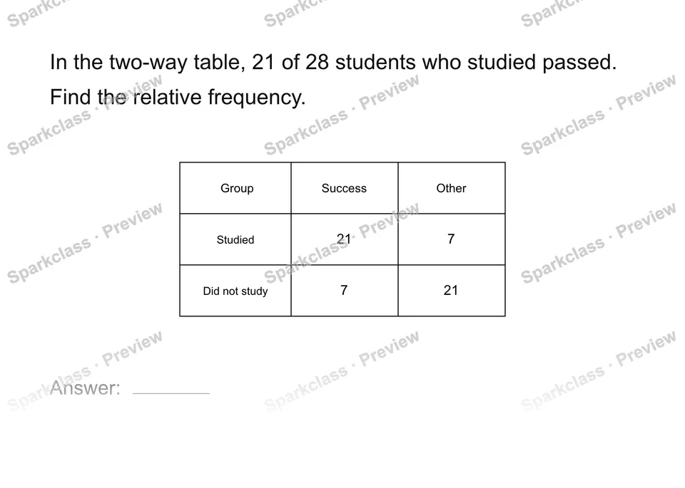 Read a two-way table — page 1