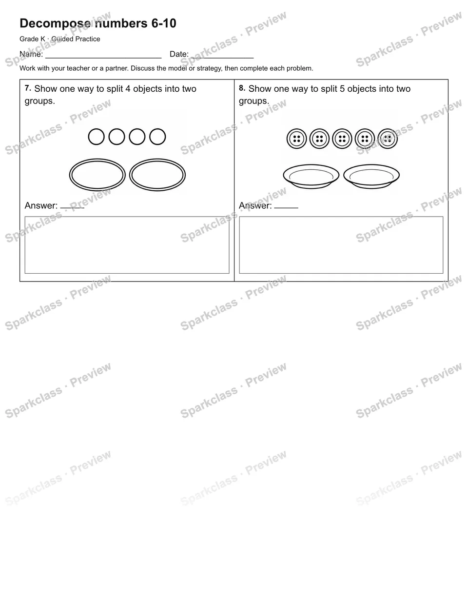Decompose numbers 6-10 — Guided Practice — page 2