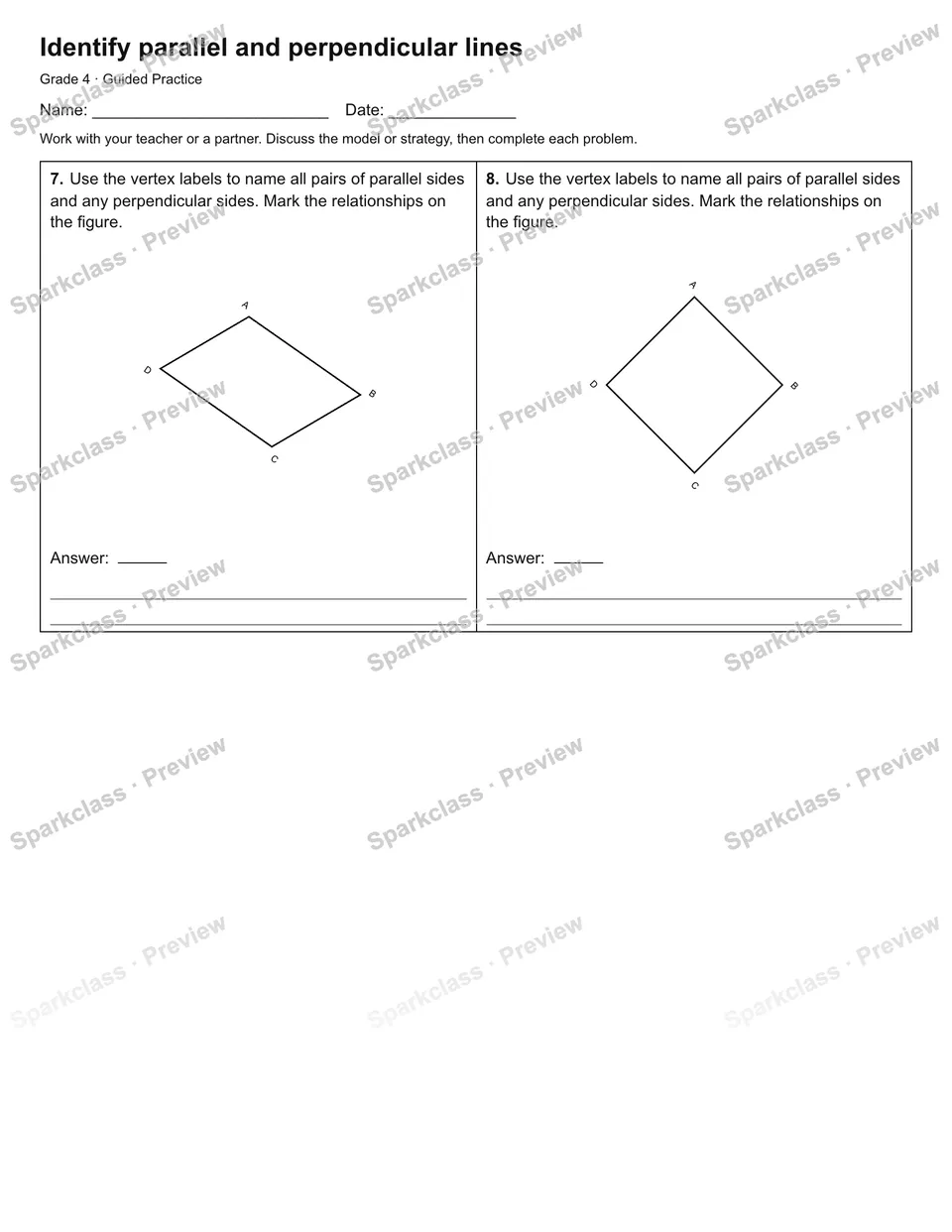 Identify parallel and perpendicular lines — Guided Practice — page 2