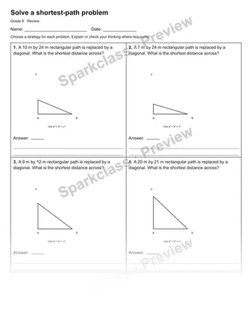 Solve a shortest-path problem — Review — Grade 8 worksheet preview