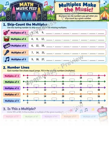 Multiples — Grade 4 worksheet preview