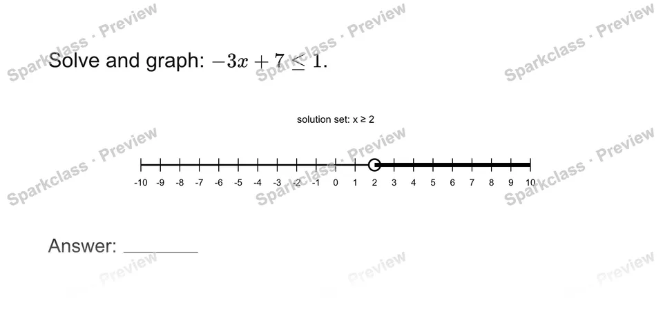 Solve a two-step inequality — page 1