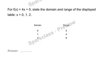Find domain and range — Grade 8 problem preview