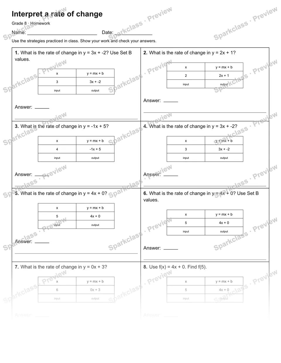 Interpret a rate of change — Homework — page 1