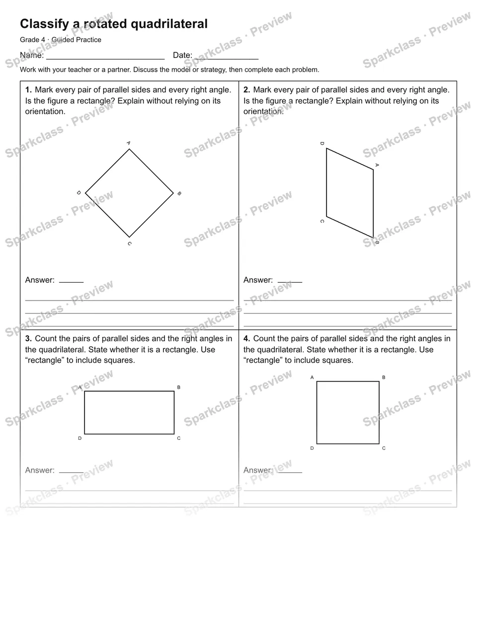 Classify a rotated quadrilateral — Guided Practice — page 1