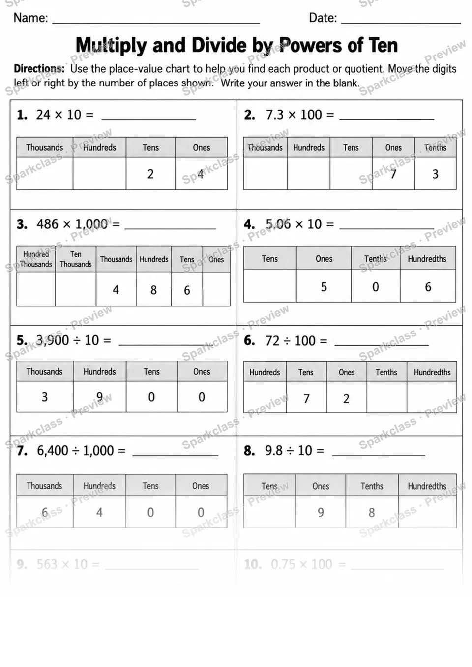5.NBT.A.1 · 1 Place Value Patterns Variant 02 Lowcoverage — page 1