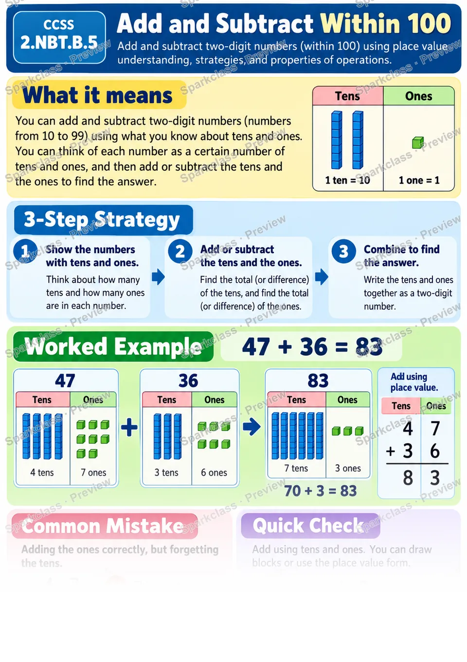 Knowledge Guide · Add and Subtract Within 100 — page 1