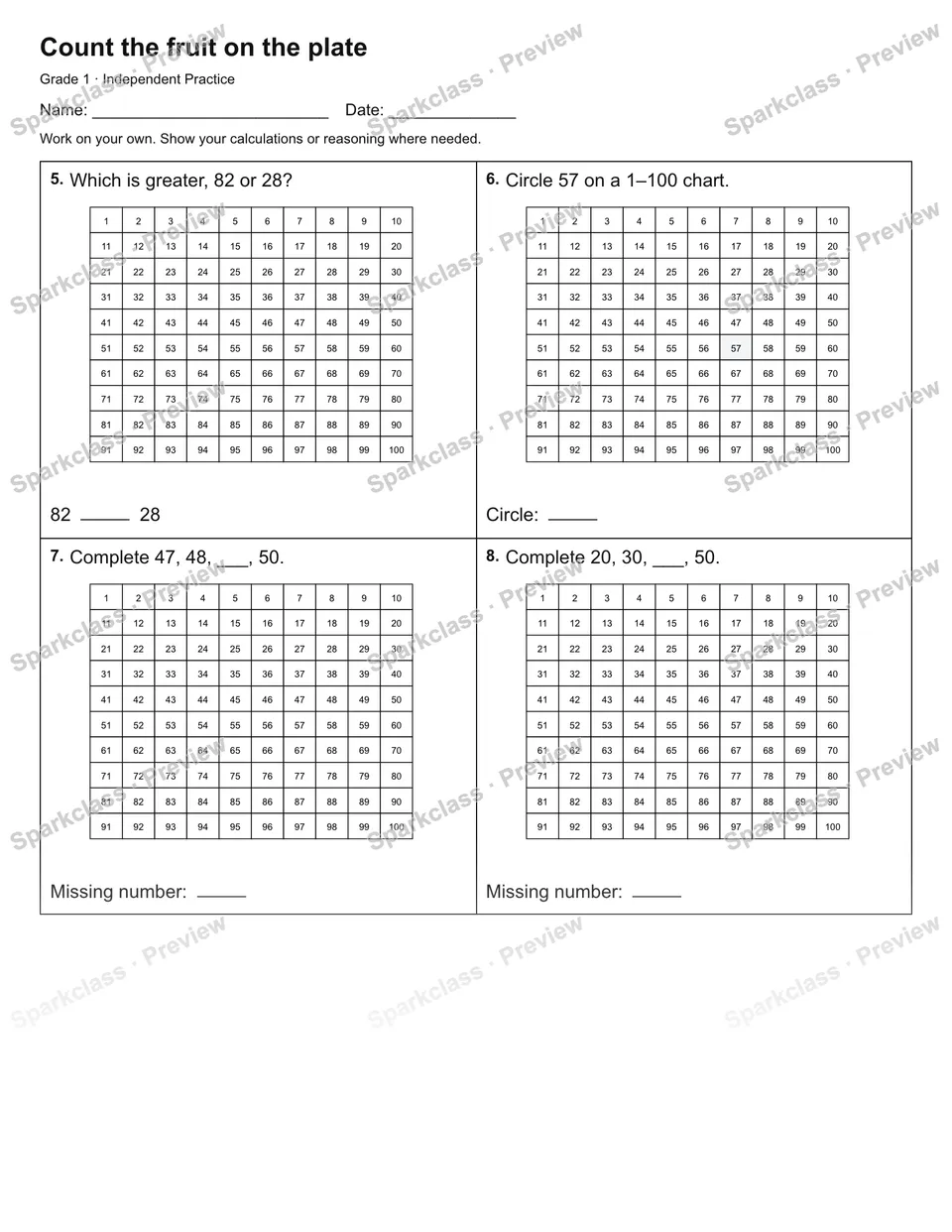 Count the fruit on the plate — Independent Practice — page 2
