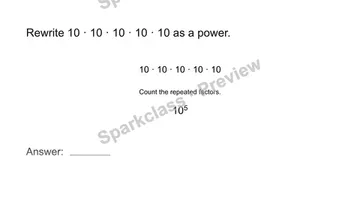 Rewrite repeated multiplication — Grade 8 problem preview