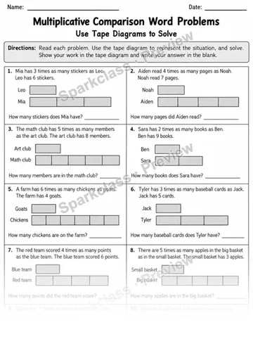 4.OA.A.1 · 1 Multiplicative Comparison Variant 01 — Grade 4 worksheet preview