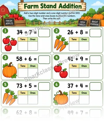 Farm Stand Addition — Grade 1 worksheet preview