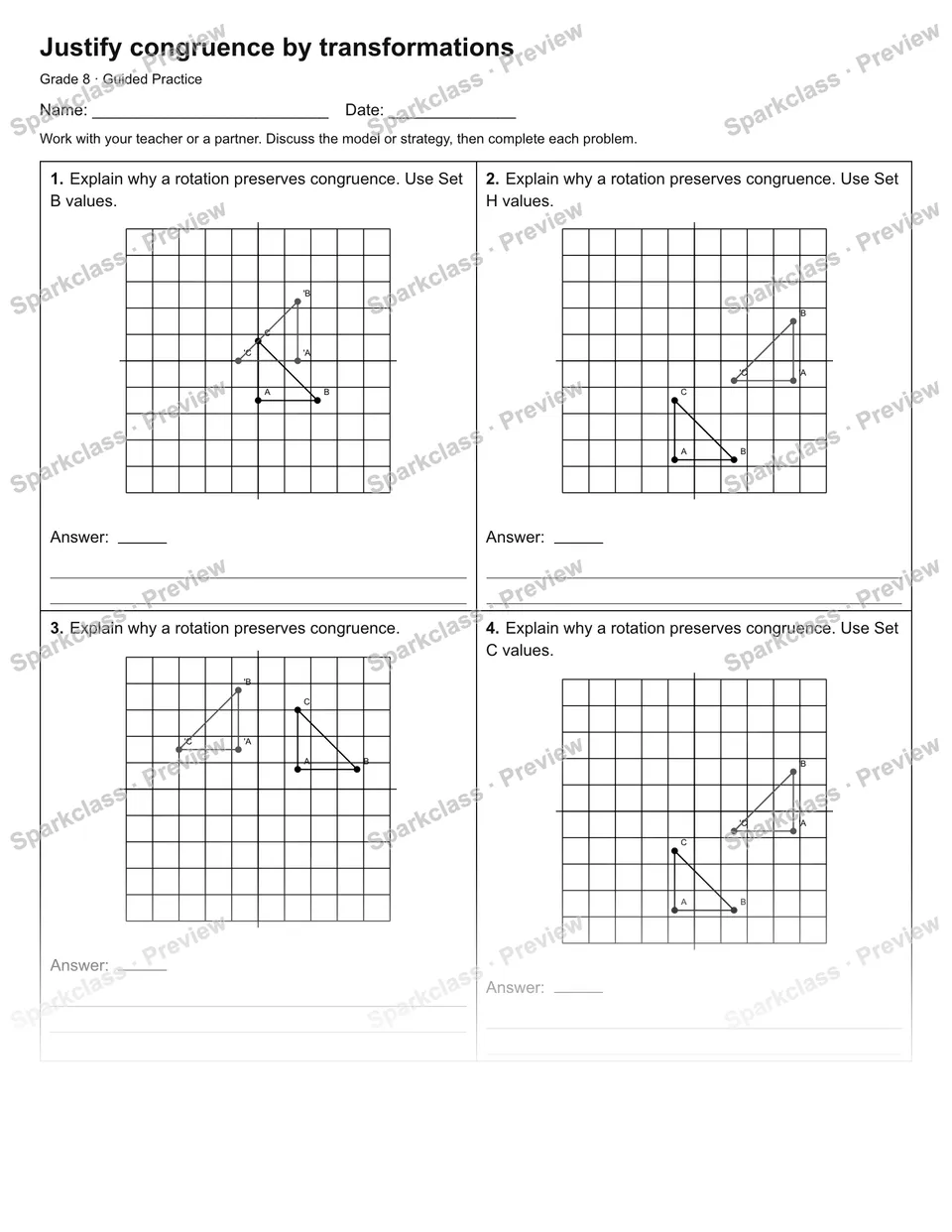 Justify congruence by transformations — Guided Practice — page 1