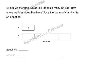 Model an unknown quantity — Grade 4 problem preview