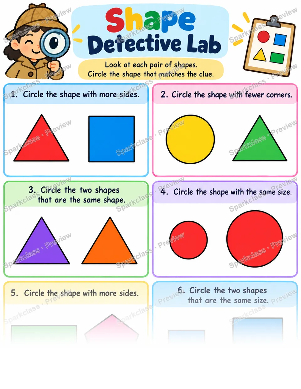 Basic Shape Detective · Compare Shapes — page 1