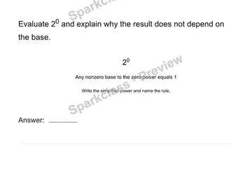 Interpret zero and negative exponents — Grade 8 problem preview