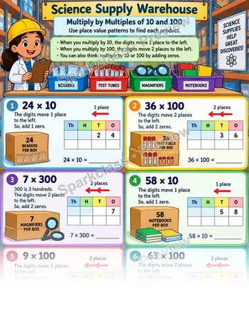 Multiply by Multiples of 10 and 100 — Grade 4 worksheet preview