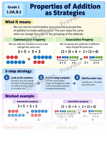 Knowledge Guide · Properties of Addition as Strategies — Grade 1 worksheet preview