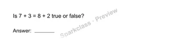 True or false — Grade 1 problem preview