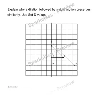 Explain why a transformation preserves similarity — Grade 8 problem preview