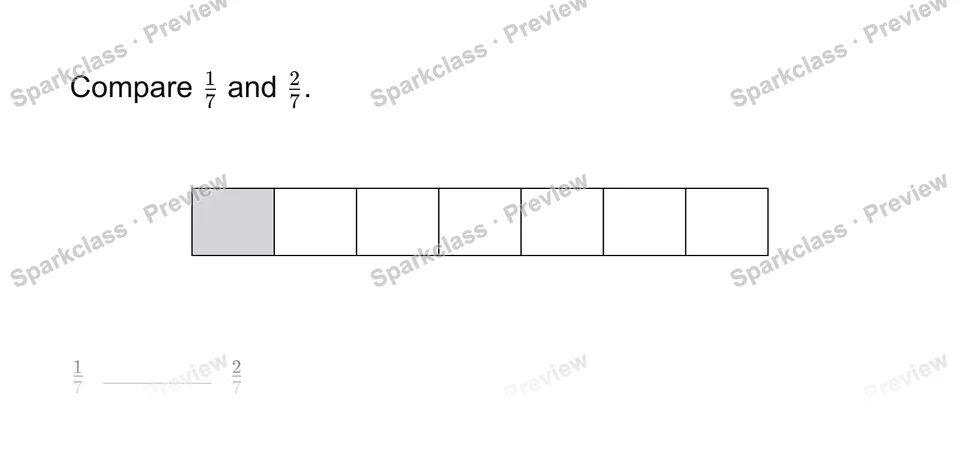 Compare same denominators — page 1