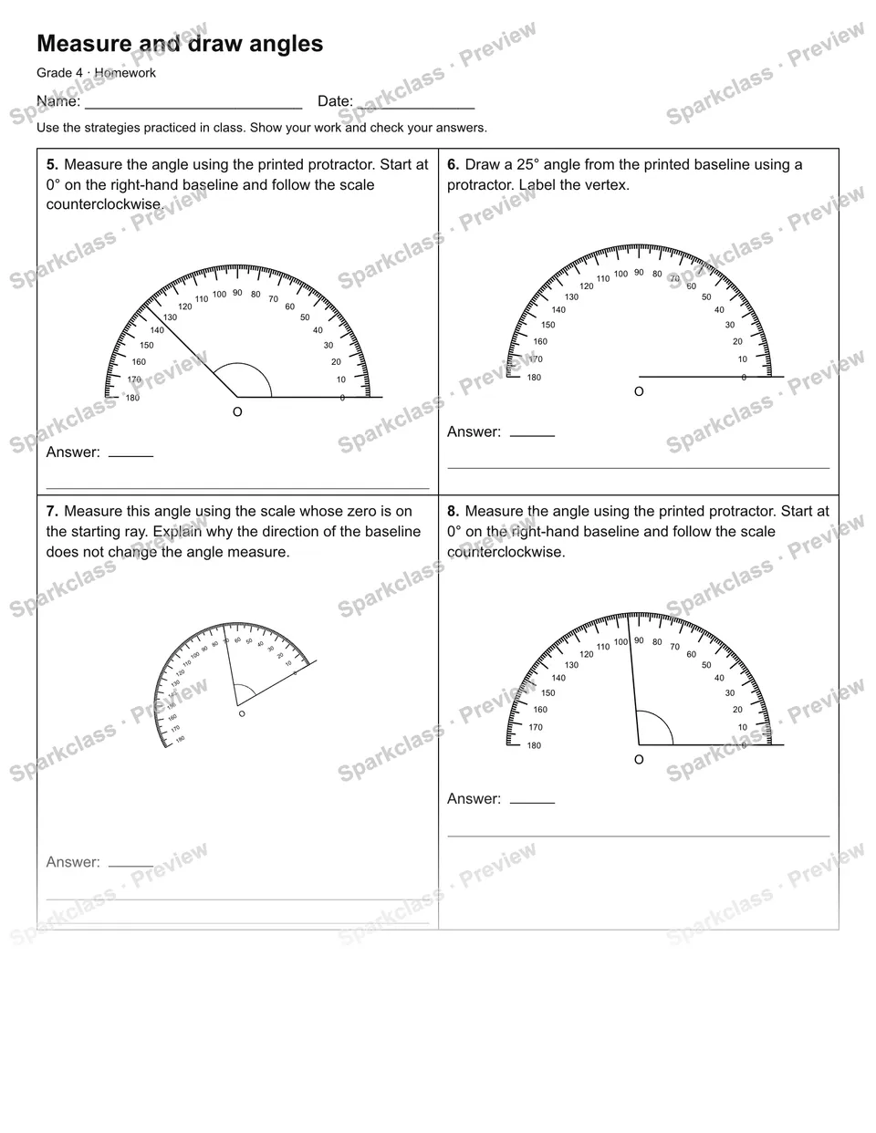 Measure and draw angles — Homework — page 2