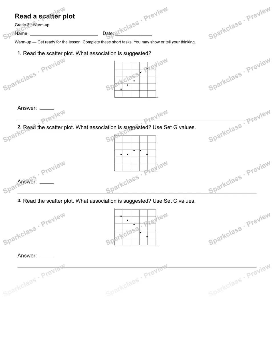Read a scatter plot — Warm-up — page 2