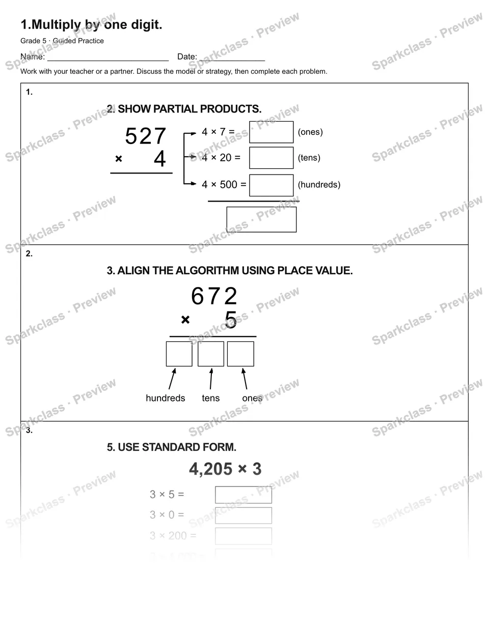 1.Multiply by one digit. — Guided Practice — page 1