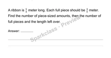 Interpret fractional groups and remainders — Grade 6 problem preview
