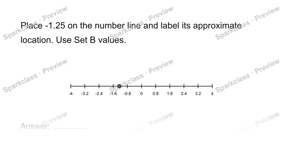 Place real numbers on a number line — page 1