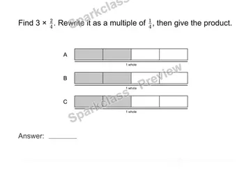 Multiply a fraction by a whole number — Grade 4 problem preview