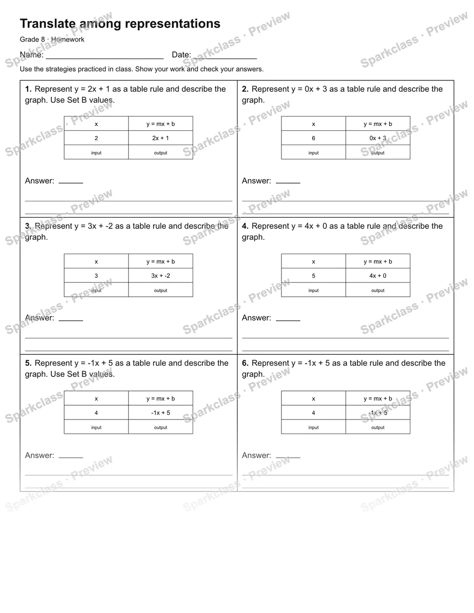 Translate among representations — Homework — page 1